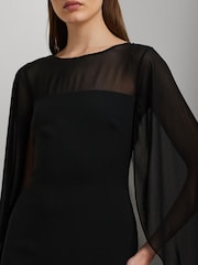Lauren Ralph Lauren Silky Cape Georgette Black Gown - Image 4 of 7