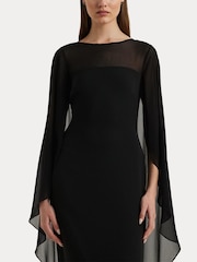 Lauren Ralph Lauren Silky Cape Georgette Black Gown - Image 6 of 7