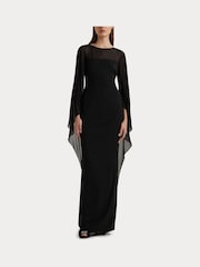 Lauren Ralph Lauren Silky Cape Georgette Black Gown - Image 7 of 7
