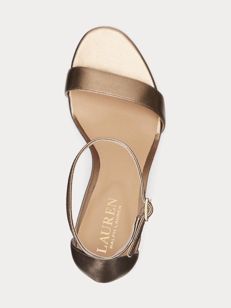 Lauren Ralph Lauren Gold Allie Metallic Nappa Leather Sandals - Image 4 of 4