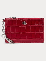 Lauren Ralph Lauren Glossy Croc Leather Zip Card Holder - Image 1 of 2