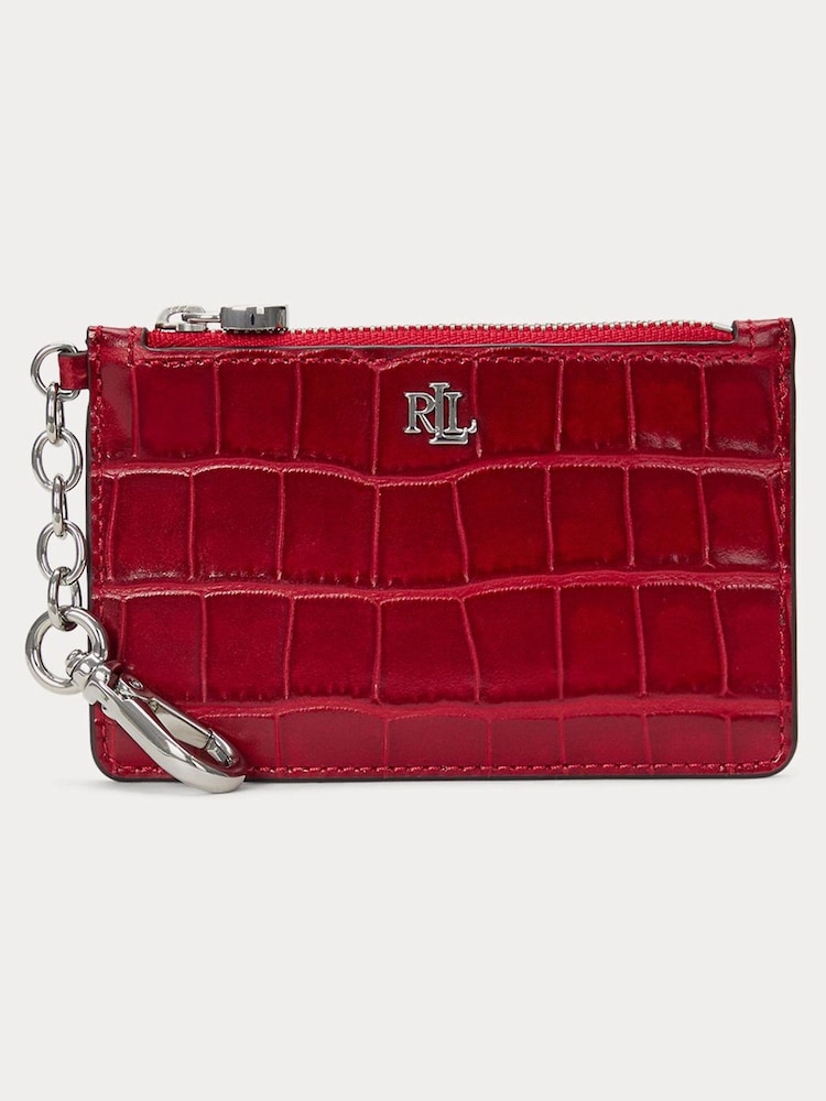 Lauren Ralph Lauren Glossy Croc Leather Zip Card Holder - Image 1 of 2