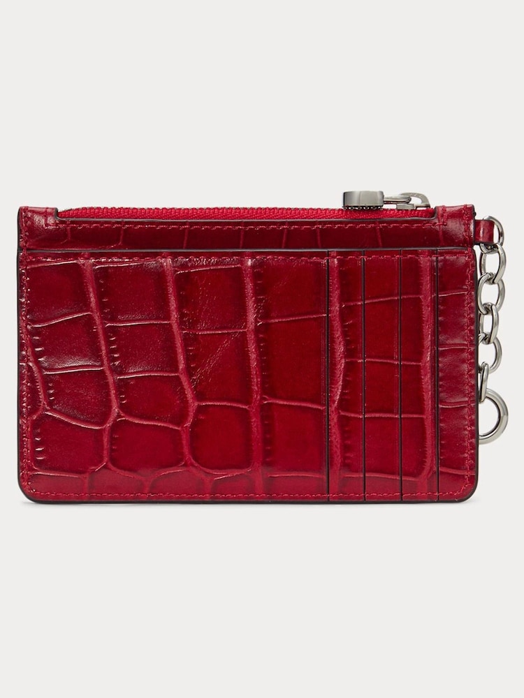 Lauren Ralph Lauren Glossy Croc Leather Zip Card Holder - Image 2 of 2