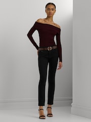 Rot - Lauren Ralph Lauren Cotton-Blend Off-the-Shoulder Top - Bild 2 von 8