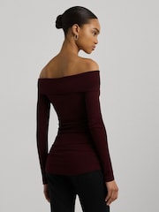 Rot - Lauren Ralph Lauren Cotton-Blend Off-the-Shoulder Top - Bild 3 von 8