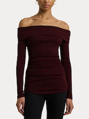 Rot - Lauren Ralph Lauren Cotton-Blend Off-the-Shoulder Top - Bild 6 von 8