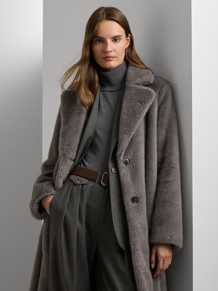 Lauren Ralph Lauren Faux-Fur Long Car Coat - Image 2 of 9
