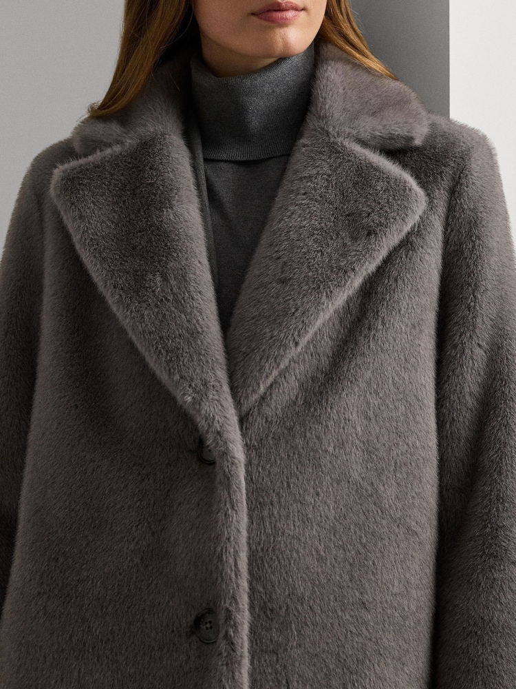 Lauren Ralph Lauren Faux-Fur Long Car Coat - Image 4 of 9