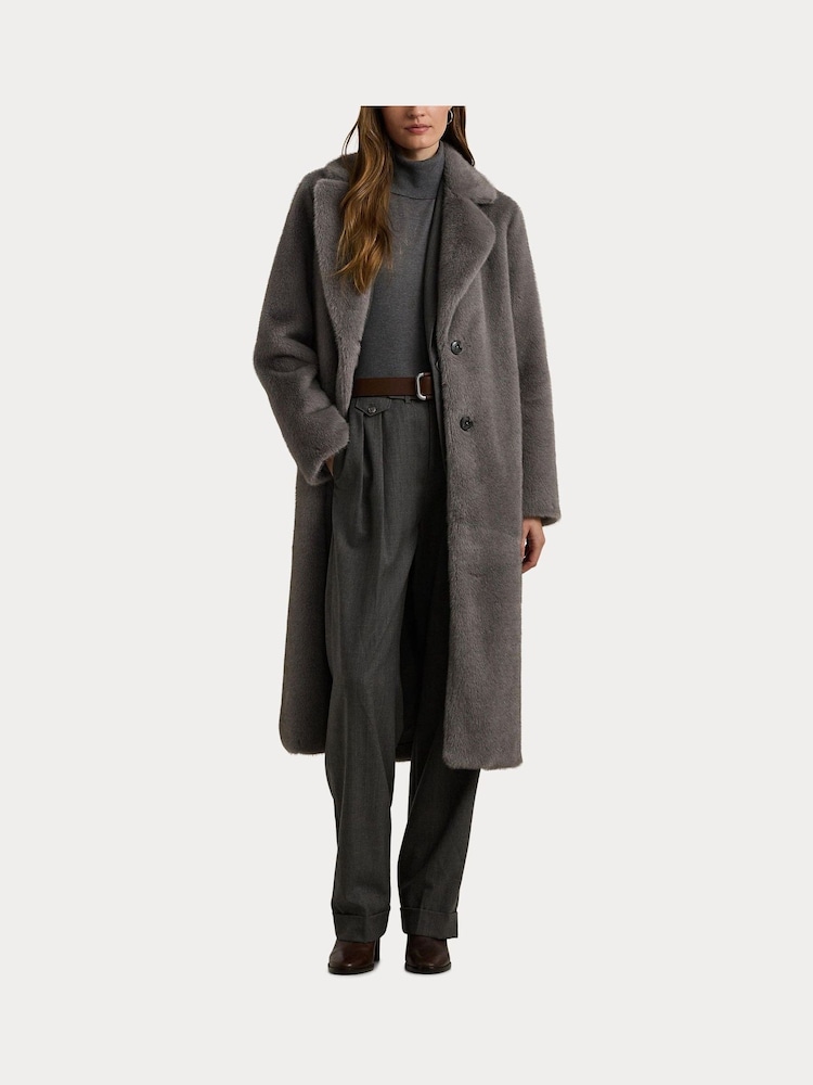 Lauren Ralph Lauren Faux-Fur Long Car Coat - Image 8 of 9
