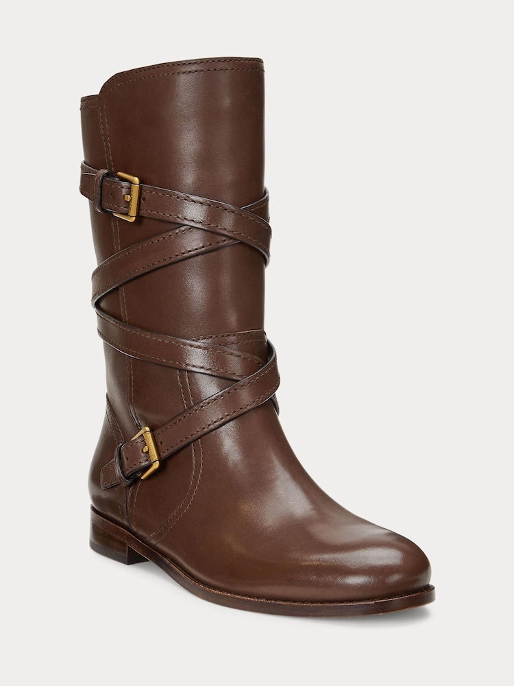 Lauren Ralph Lauren Briannah Leather Wrap Riding Boots - Image 2 of 3