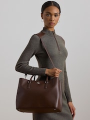 Lauren Ralph Lauren Leather Large Marcy Satchel Bag - Image 6 of 7