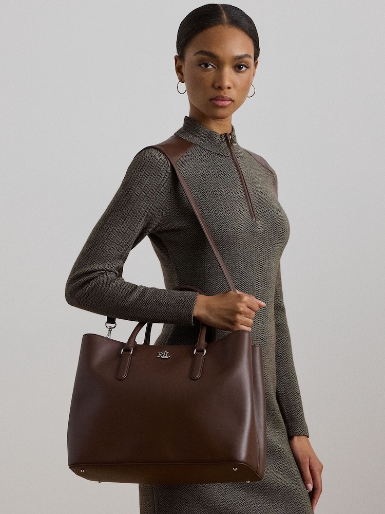Buy Lauren Ralph Lauren Leather Large Marcy Satchel Bag from Next