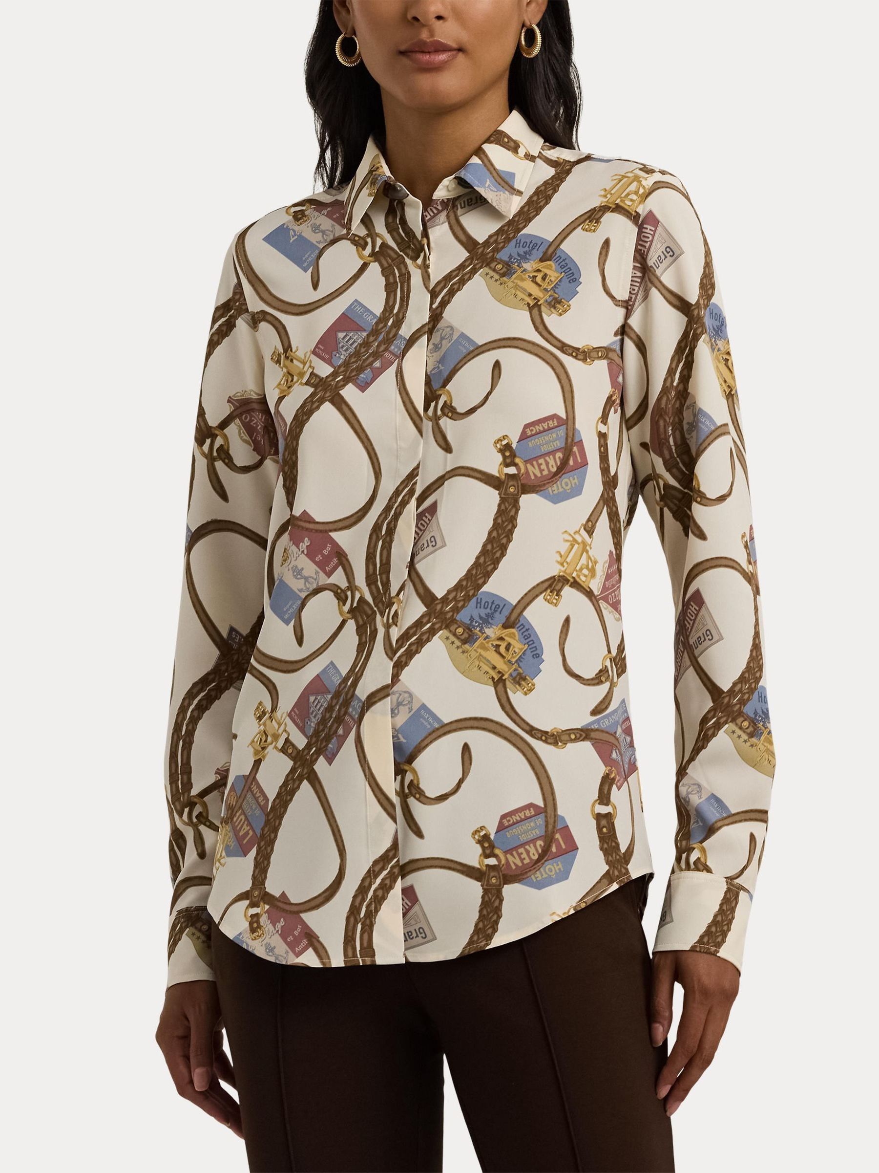 ラルフ・ローレン Lauren Ralph Lauren クラシック Fit Belting-Print Crepe Shirt レディース シャツ Women's Lauren Ralph Lauren Classic Fit Belting-Print Crepe