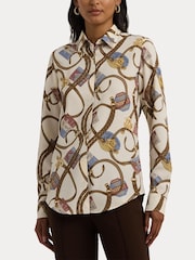 Lauren Ralph Lauren Classic Fit Belting-Print Crepe Shirt - Image 1 of 1