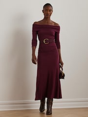 Lauren Ralph Lauren Rib-Knit Off-the-Shoulder Midi Dress - Image 1 of 8