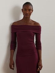 Lauren Ralph Lauren Rib-Knit Off-the-Shoulder Midi Dress - Image 2 of 8