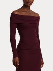 Lauren Ralph Lauren Rib-Knit Off-the-Shoulder Midi Dress - Image 6 of 8