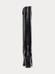 Czarny - Lauren Ralph Lauren Page II Leather Logo Heeled Tall Boots - Image 3 of 3