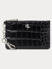 Lauren Ralph Lauren Glossy Croc Leather Zip Card Holder - Image 1 of 2