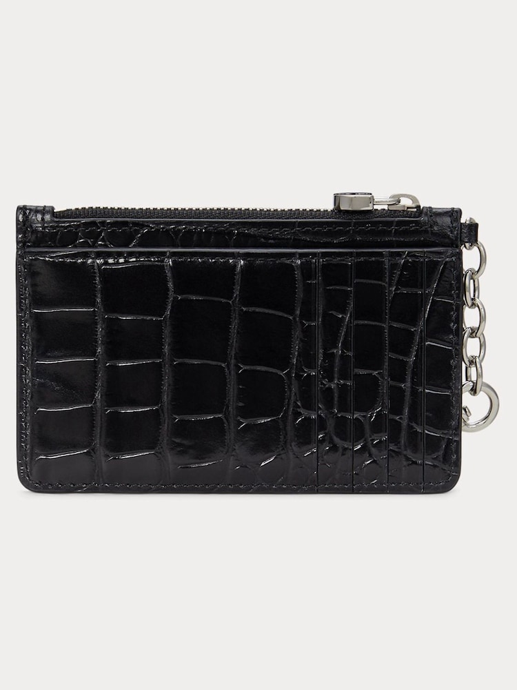 Lauren Ralph Lauren Glossy Croc Leather Zip Card Holder - Image 2 of 2