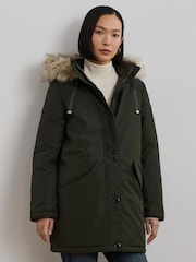 Lauren Ralph Lauren Texture Puffer Faux Fur Hood Coat - Image 1 of 9