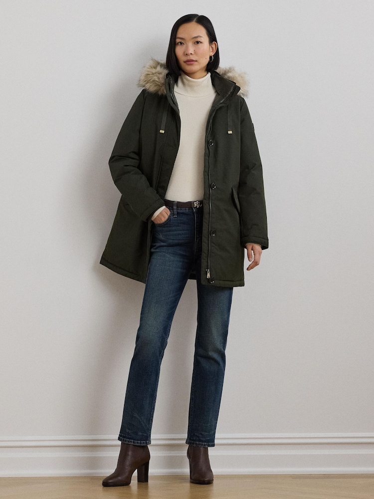 Lauren Ralph Lauren Texture Puffer Faux Fur Hood Coat - Image 2 of 9