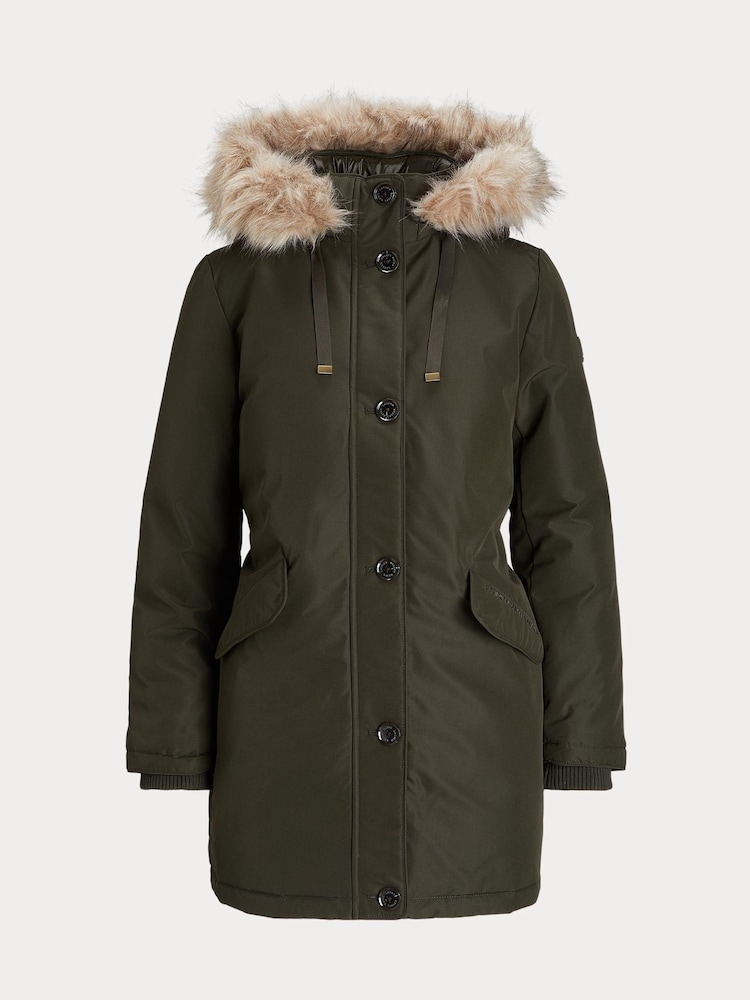 Lauren Ralph Lauren Texture Puffer Faux Fur Hood Coat - Image 9 of 9