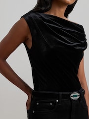 Black - Lauren Ralph Lauren Luxe Velvet Off-The-Shoulder Top - Image 3 of 8