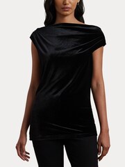 Black - Lauren Ralph Lauren Luxe Velvet Off-The-Shoulder Top - Image 4 of 8