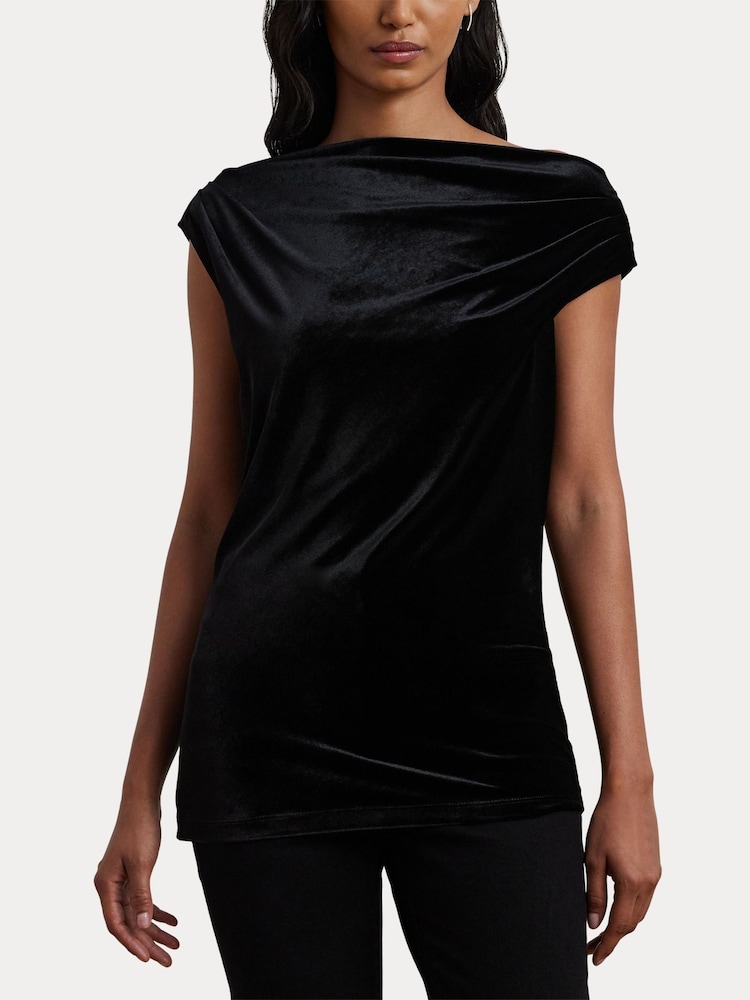 Black - Lauren Ralph Lauren Luxe Velvet Off-The-Shoulder Top - Image 4 of 8