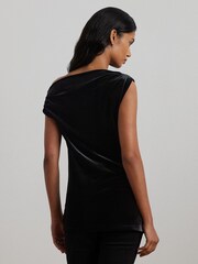 Black - Lauren Ralph Lauren Luxe Velvet Off-The-Shoulder Top - Image 7 of 8