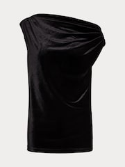 Black - Lauren Ralph Lauren Luxe Velvet Off-The-Shoulder Top - Image 8 of 8
