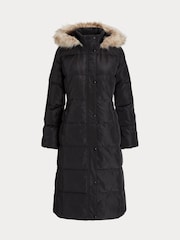 Lauren Ralph Lauren Black Puffer Longline Faux Fur Hood Coat - Image 1 of 1