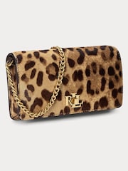 Lauren Ralph Lauren Leopard Print Textured Leather Crossbody Bag - Image 1 of 12