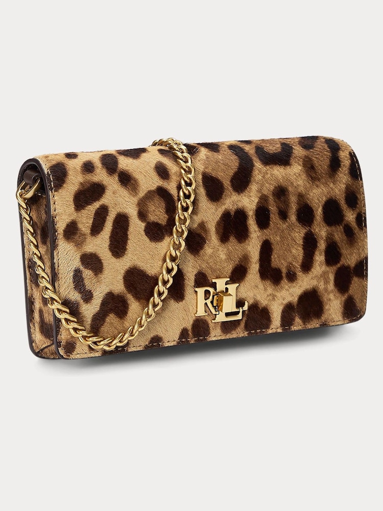 Lauren Ralph Lauren Leopard Print Textured Leather Crossbody Bag - Image 1 of 12