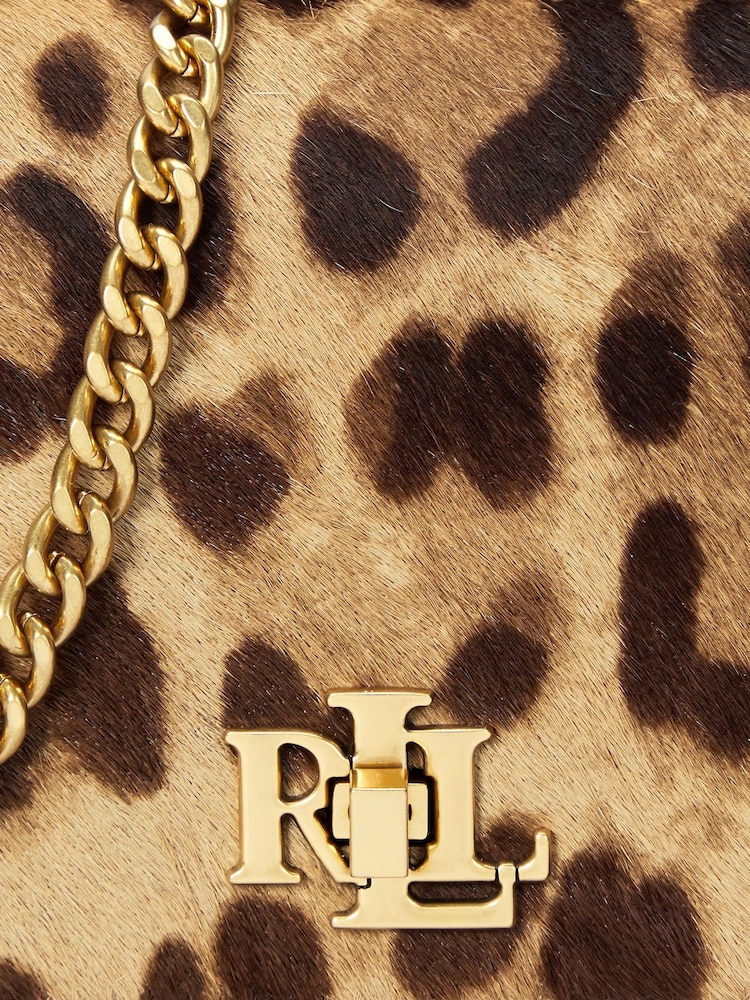 Lauren Ralph Lauren Leopard Print Textured Leather Crossbody Bag - Image 10 of 12