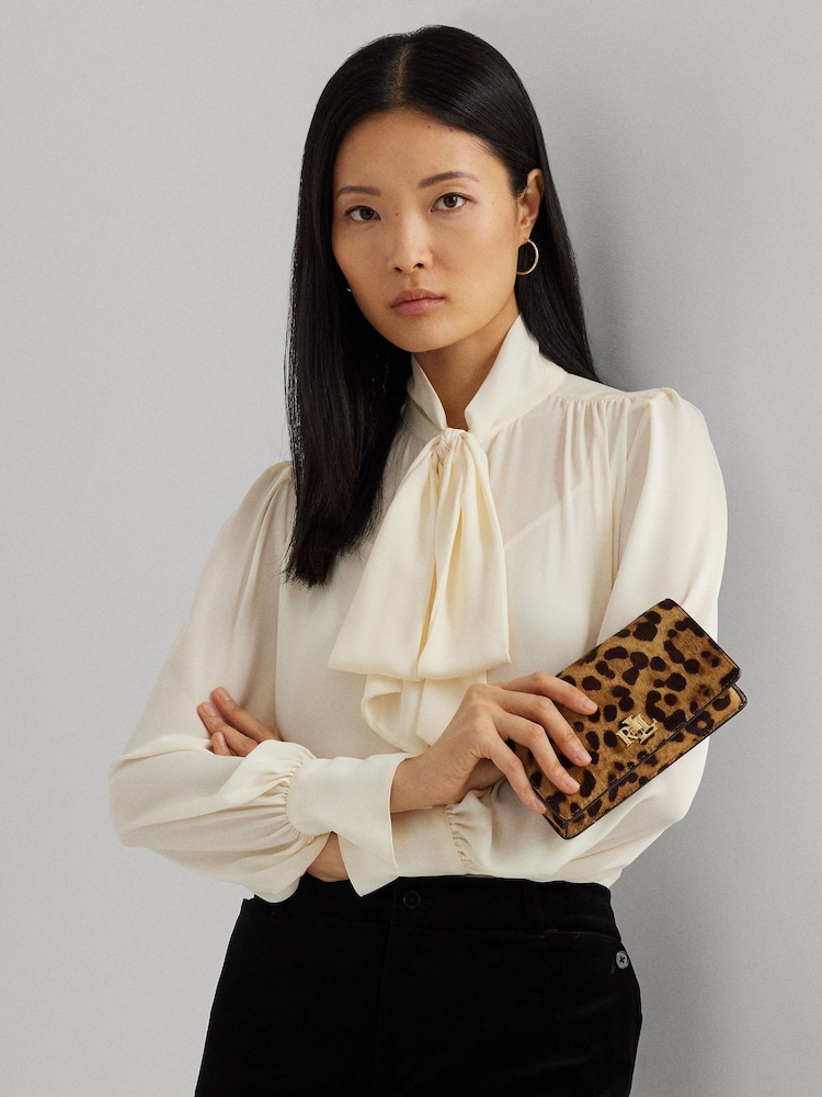 Lauren Ralph Lauren Leopard Print Textured Leather Crossbody Bag - Image 11 of 12