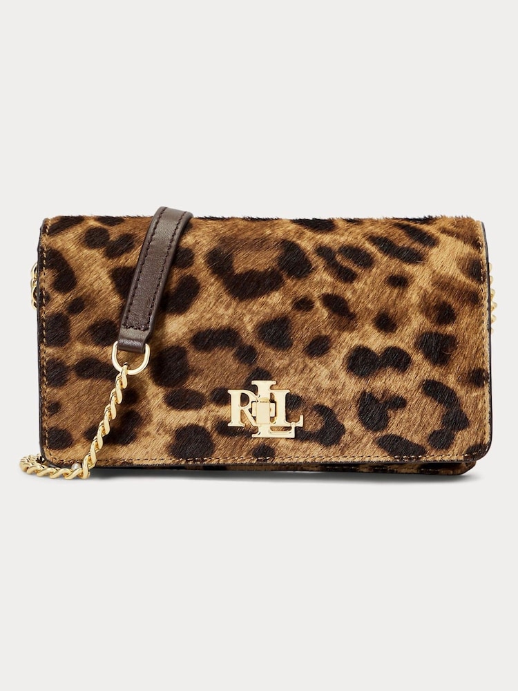 Lauren Ralph Lauren Leopard Print Textured Leather Crossbody Bag - Image 3 of 12