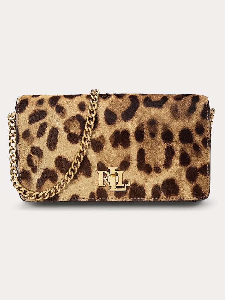 Lauren Ralph Lauren Leopard Print Textured Leather Crossbody Bag - Image 4 of 12
