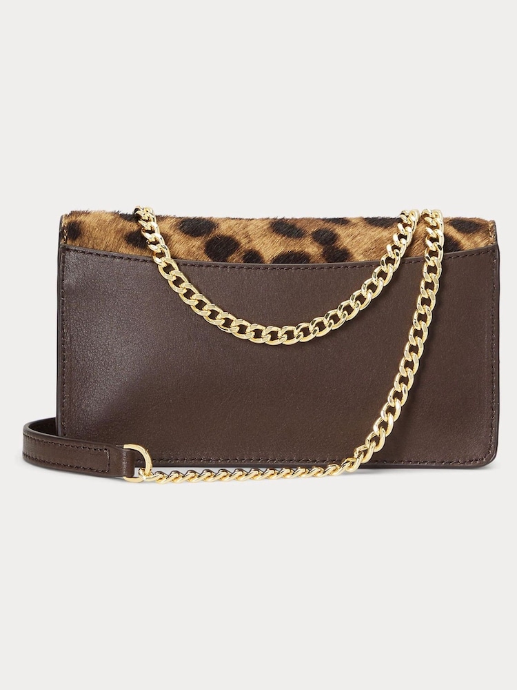Lauren Ralph Lauren Leopard Print Textured Leather Crossbody Bag - Image 5 of 12