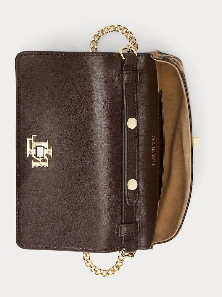 Lauren Ralph Lauren Leopard Print Textured Leather Crossbody Bag - Image 7 of 12