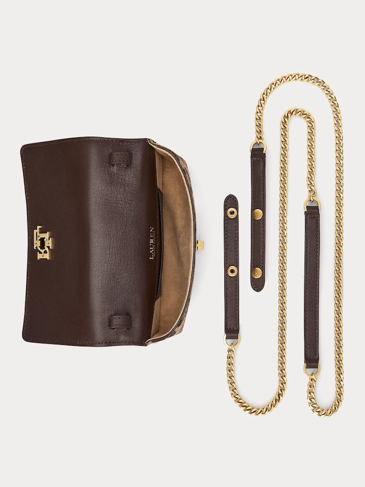 Lauren Ralph Lauren Leopard Print Textured Leather Crossbody Bag - Image 8 of 12