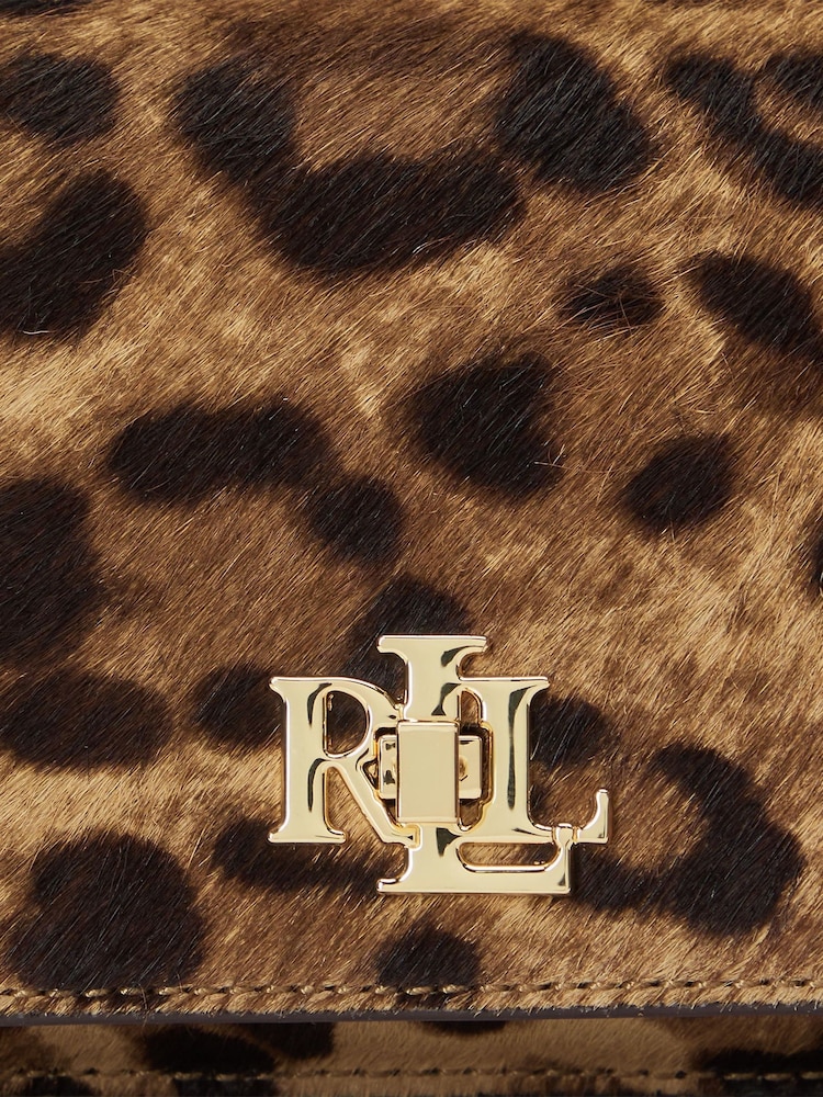 Lauren Ralph Lauren Leopard Print Textured Leather Crossbody Bag - Image 9 of 12