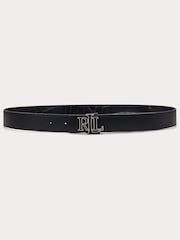 Lauren Ralph Lauren Logo Reversible Crocodile Embossed Black Belt - Image 2 of 3