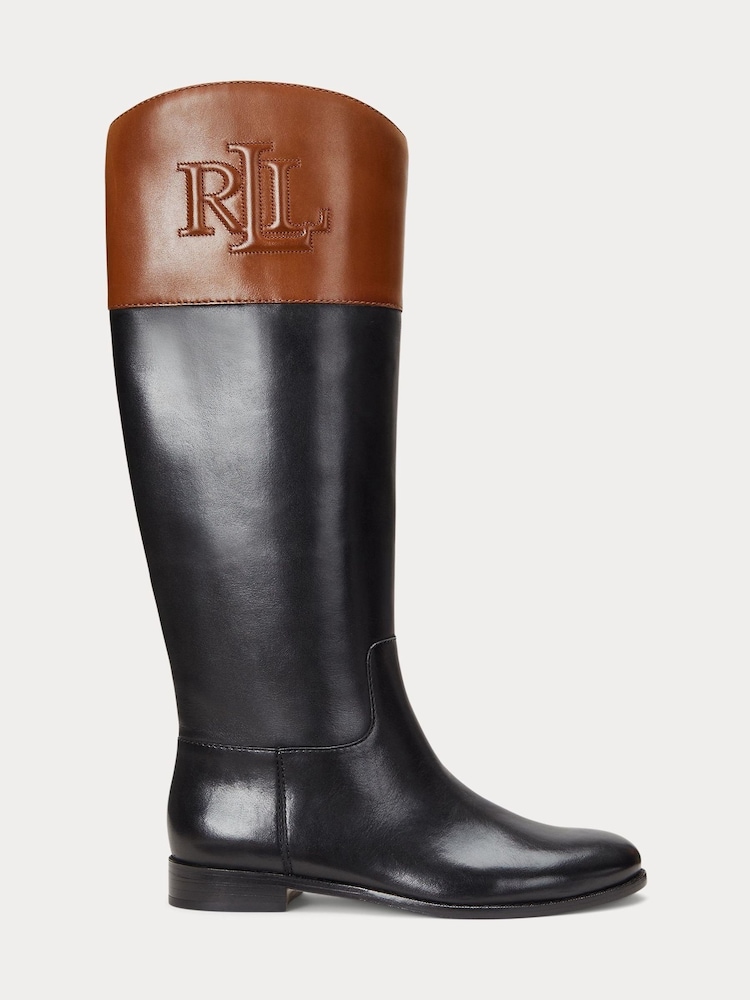 Lauren Ralph Lauren Justine Two-Tone Leather Riding Boots - Image 1 of 3
