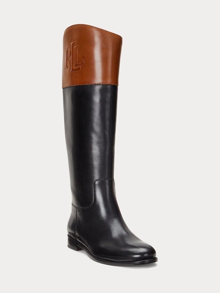 Lauren Ralph Lauren Justine Two-Tone Leather Riding Boots - Image 2 of 3
