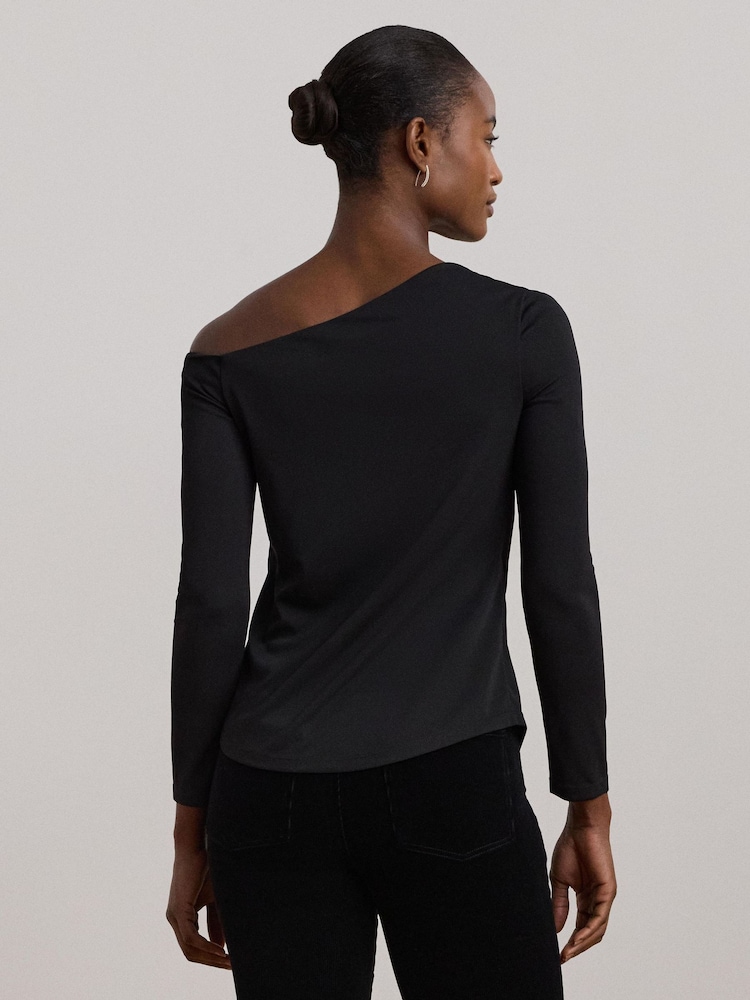 Lauren Ralph Lauren One-Sholder Cut Out Buckle Jersey Top - Image 4 of 9