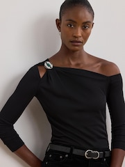 Lauren Ralph Lauren One-Sholder Cut Out Buckle Jersey Top - Image 5 of 9
