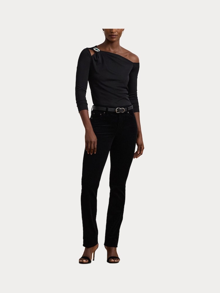 Lauren Ralph Lauren One-Sholder Cut Out Buckle Jersey Top - Image 8 of 9
