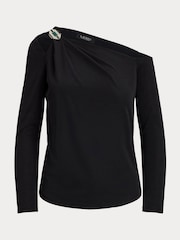 Lauren Ralph Lauren One-Sholder Cut Out Buckle Jersey Top - Image 9 of 9